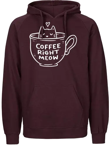 Coffee Right Meow - Cat, Caffeine, Cute, Small - Fairtrade Hoodie