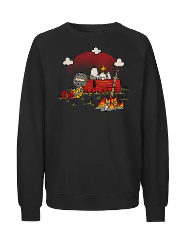 Dark Fantasy Comic Dog - dog, cartoon, knight, you died - Fairtrade Sweatshirt