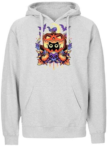 Halloween Cat Hideout - cat, katze, halloween, jack-o-lantern, pumpkin, kürbis - Fairtrade Hoodie