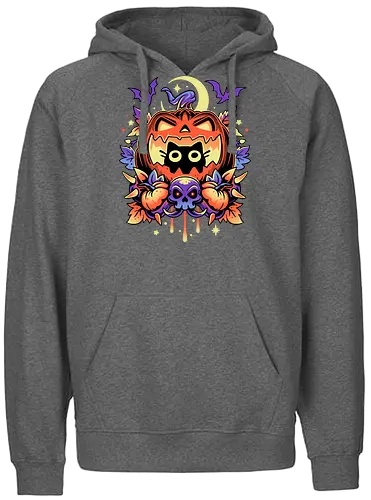 Halloween Cat Hideout - cat, katze, halloween, jack-o-lantern, pumpkin, kürbis - Fairtrade Hoodie