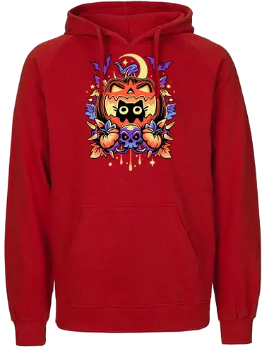 Halloween Cat Hideout - cat, katze, halloween, jack-o-lantern, pumpkin, kürbis - Fairtrade Hoodie