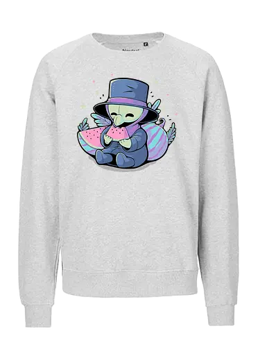 Cute Plague Doctor with Watermelon - plague, plague doctor, wassermelone, pestdoktor, summer, sommer - Fairtrade Sweatshirt
