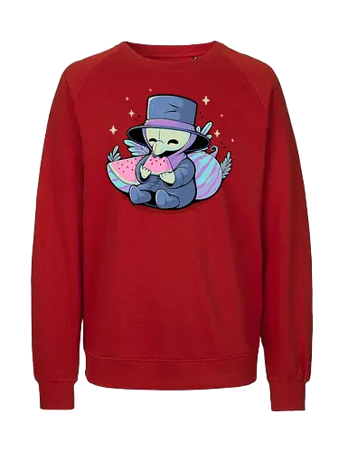 Cute Plague Doctor with Watermelon - plague, plague doctor, wassermelone, pestdoktor, summer, sommer - Fairtrade Sweatshirt