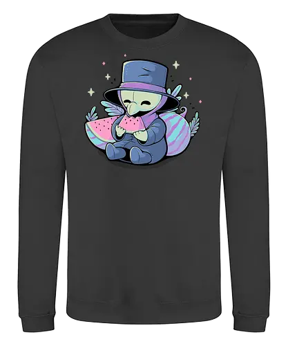 Cute Plague Doctor with Watermelon - plague, plague doctor, wassermelone, pestdoktor, summer, sommer - Sweatshirt