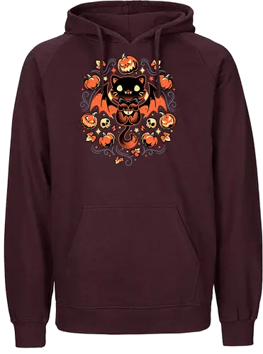 Midnight Pumpkin Cat - halloween, jack-o-lantern, cat, katze, pumpkin - Fairtrade Hoodie