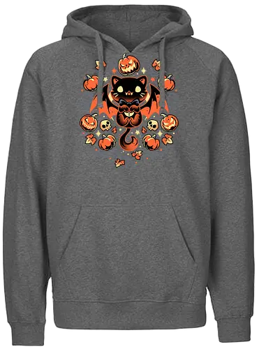 Midnight Pumpkin Cat - halloween, jack-o-lantern, cat, katze, pumpkin - Fairtrade Hoodie