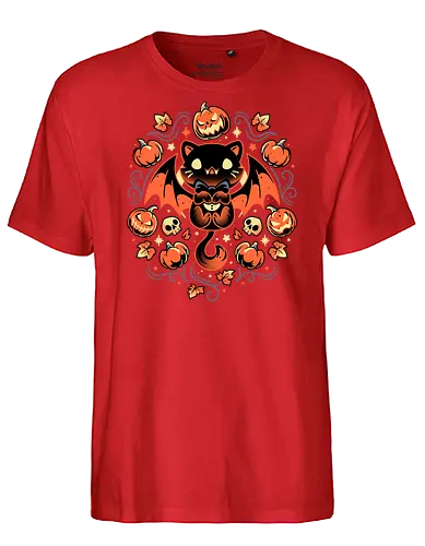 Midnight Pumpkin Cat - halloween, jack-o-lantern, cat, katze, pumpkin - Fairtrade T-Shirt