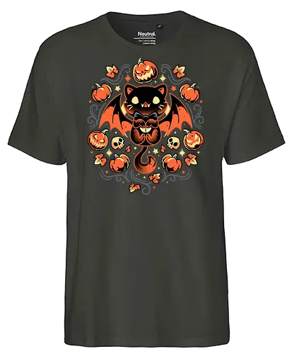 Midnight Pumpkin Cat - halloween, jack-o-lantern, cat, katze, pumpkin - Fairtrade T-Shirt