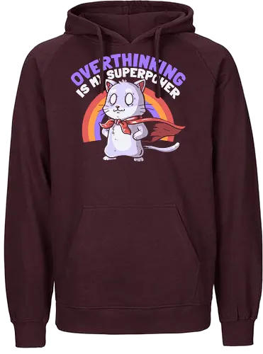 Overthinking is My Superpower - Dark - Hero, Cat, Anxiety, Nervous - Fairtrade Hoodie