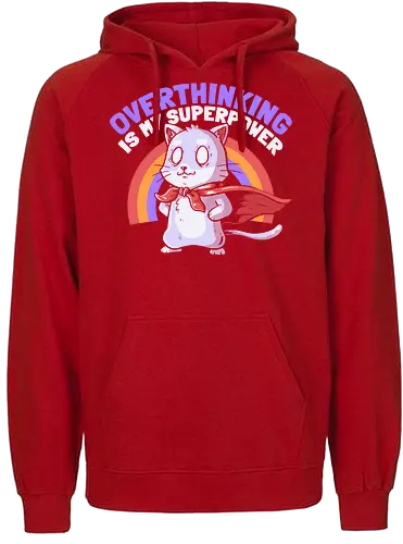 Overthinking is My Superpower - Dark - Hero, Cat, Anxiety, Nervous - Fairtrade Hoodie