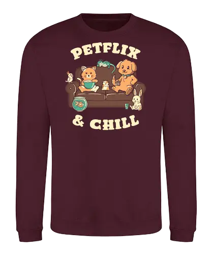Petflix And Chill - Cute, TV, Binge-watching, Strming - Sweatshirt