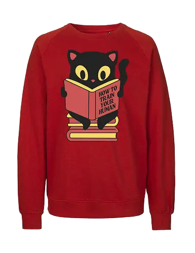 How to train your human - cat, katze, training, fun - Fairtrade Sweatshirt