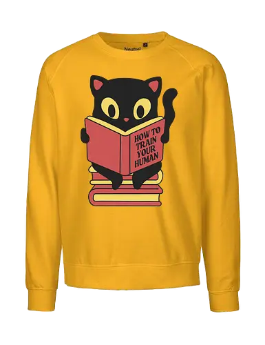 How to train your human - cat, katze, training, fun - Fairtrade Sweatshirt