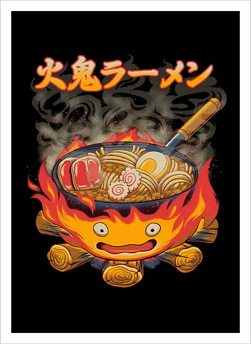 Fire Demon Ramen - fire, ramen, anime - Kunstdruck