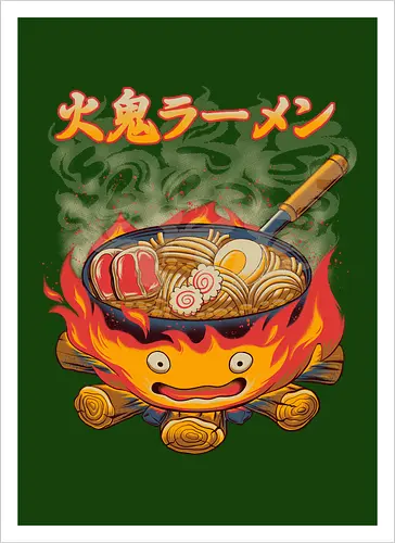 Fire Demon Ramen - fire, ramen, anime - Kunstdruck