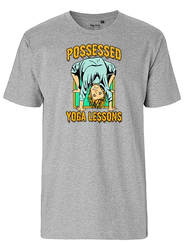 Possessed yoga lessons - halloween, costumes, pumpkin, yoga, woman, humor, possessed, trick or trt - Fairtrade T-Shirt