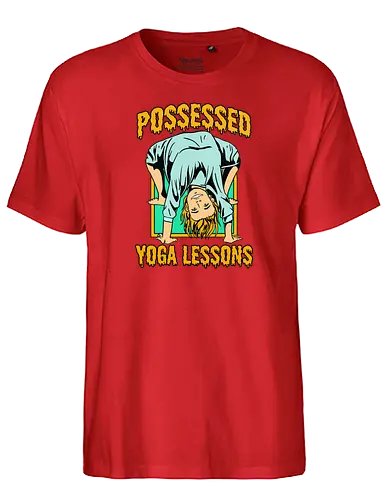 Possessed yoga lessons - halloween, costumes, pumpkin, yoga, woman, humor, possessed, trick or trt - Fairtrade T-Shirt