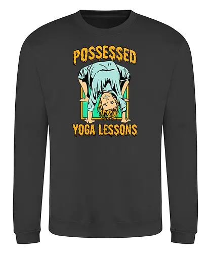 Possessed yoga lessons - halloween, costumes, pumpkin, yoga, woman, humor, possessed, trick or trt - Sweatshirt