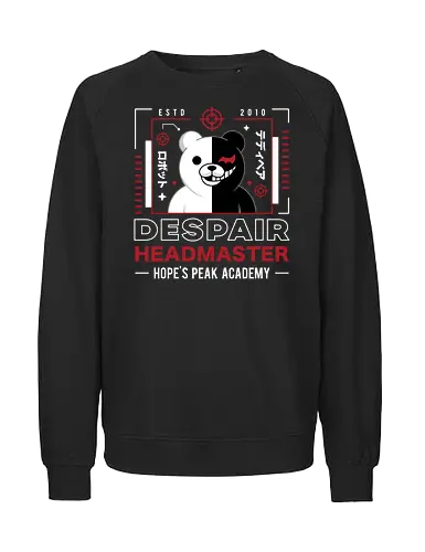 Despair Headmaster Aesthetic - anime, manga, monokuma, despair, video game, gamer, gaming, killing harmony, junko enoshima, makoto naegi, br, monobr, hopes pk academy, dangan - Fairtrade Sweatshirt