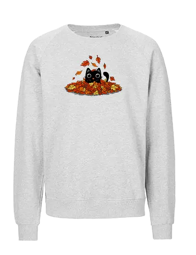 Kitty Leaves - leaf, leaves, herbst, kitten, cat, fall, autumn, colorful. pets, animals, lf - Fairtrade Sweatshirt