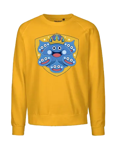 King Slime Shield - Quest, slime, king slime, monsters, golem, game, gaming, gamer, video games, rpg, jrpg, echoes of an elusive age, kawaii, Quest xi, erdr - Fairtrade Sweatshirt
