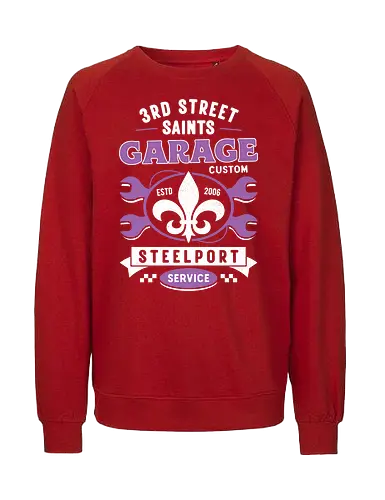 Third Street Saints Garage - saints row, johnny gat, third street saints, agents of mayhem, saints row 2, saints row 3, saints row the third, gat out of hell, saints row 4, professor genki, game, gamer, gaming, video game, playa - Fairtrade Sweatshirt