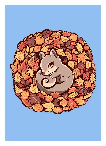 Squirrel upon Autumn Leaves