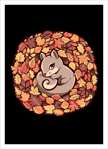 Squirrel upon Autumn Leaves