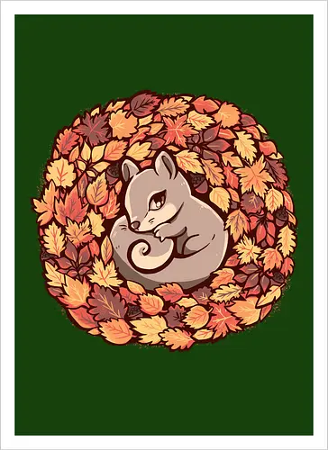 Squirrel upon Autumn Leaves
