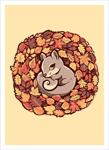Squirrel upon Autumn Leaves