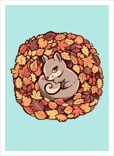Squirrel upon Autumn Leaves