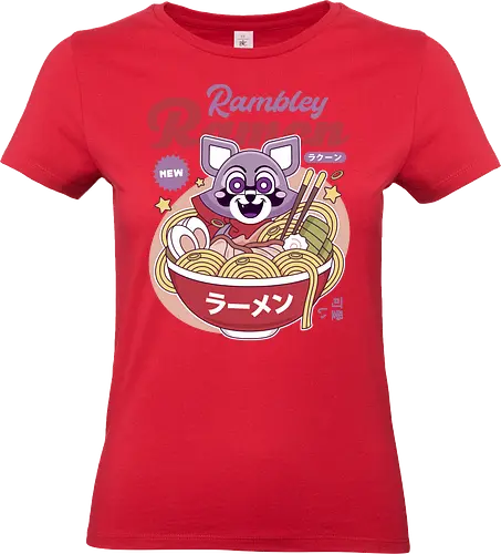 Rambley The Raccoon Ramen - indigo park, rambley the raccoon, mascot, cute, kawaii, horror, terror, survival, game, video games, gaming, gamer, lloyd lion, mollie macaw, finley s serpent - Standard T-Shirt (Frauen)