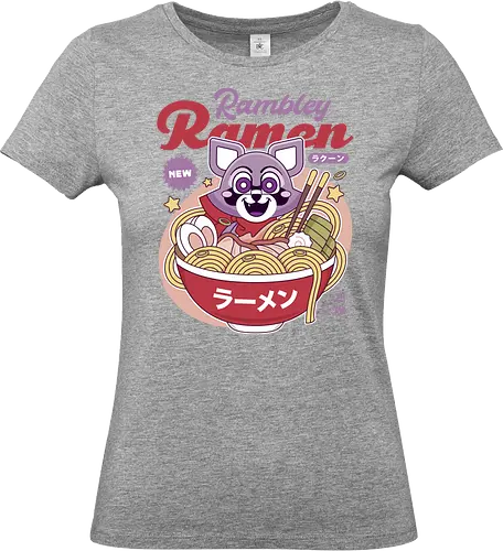 Rambley The Raccoon Ramen - indigo park, rambley the raccoon, mascot, cute, kawaii, horror, terror, survival, game, video games, gaming, gamer, lloyd lion, mollie macaw, finley s serpent - Standard T-Shirt (Frauen)