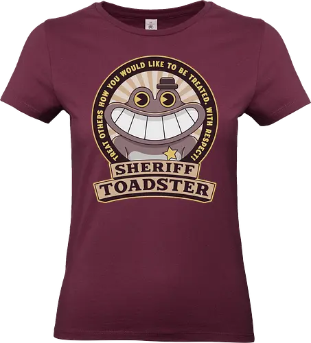 Sheriff Toadster Emblem - garten of banban, sheriff toadster, flumbo, jumbo josh, bittergiggle, syringeon, brushista, sir dadadoo, video games, gamer, gaming, indie, opila bird, banbaleena, garten of ban ban - Standard T-Shirt (Frauen)