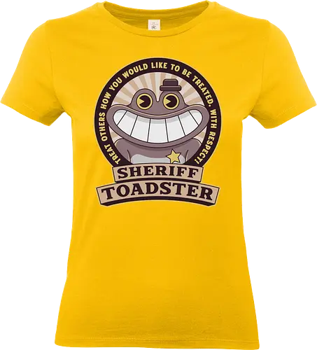Sheriff Toadster Emblem - garten of banban, sheriff toadster, flumbo, jumbo josh, bittergiggle, syringeon, brushista, sir dadadoo, video games, gamer, gaming, indie, opila bird, banbaleena, garten of ban ban - Standard T-Shirt (Frauen)