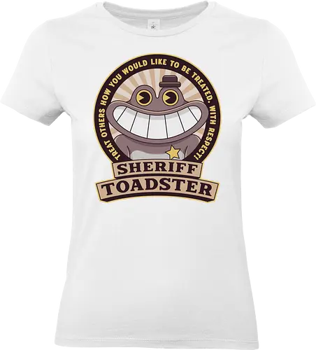 Sheriff Toadster Emblem - garten of banban, sheriff toadster, flumbo, jumbo josh, bittergiggle, syringeon, brushista, sir dadadoo, video games, gamer, gaming, indie, opila bird, banbaleena, garten of ban ban - Standard T-Shirt (Frauen)