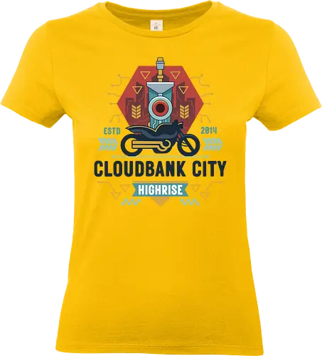 The Cloudbank City Sword - transistor, red, sword, bastion, hades 2, motor, bike, camerata, cloudbank city, motorcycle, sybil reisz, grant kendrell, royce bracket, gaming, video game - Standard T-Shirt (Frauen)