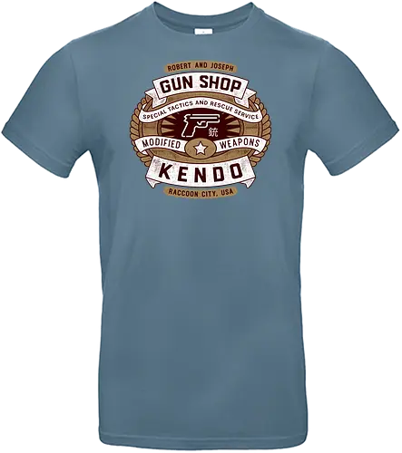 Kendo Gun Shop Emblem - Horror, jill valentine, leon s kennedy, jill sandwich, biohazard, umbrella corporation, raccoon city, albert wesker, chris redfield, horror, re2, re3, Horror 2, Horror 3 nemesis, Horror 4 - Standard T-Shirt