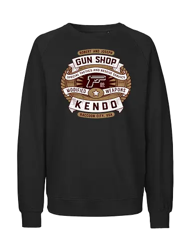 Kendo Gun Shop Emblem - Horror, jill valentine, leon s kennedy, jill sandwich, biohazard, umbrella corporation, raccoon city, albert wesker, chris redfield, horror, re2, re3, Horror 2, Horror 3 nemesis, Horror 4 - Fairtrade Sweatshirt