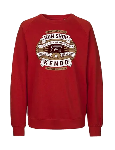 Kendo Gun Shop Emblem - Horror, jill valentine, leon s kennedy, jill sandwich, biohazard, umbrella corporation, raccoon city, albert wesker, chris redfield, horror, re2, re3, Horror 2, Horror 3 nemesis, Horror 4 - Fairtrade Sweatshirt
