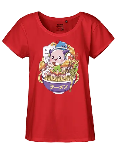 Maple World Monsters Ramen - maplestory, maplestory 2, maple story, slime, yeti, orange mushroom, kawaii, anime, chibi, nostalgia, video game, gaming, gamer, zakum helm, pink bn - Fairtrade Girl Shirt