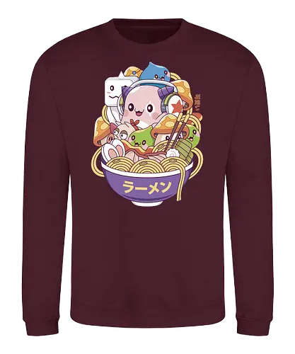 Maple World Monsters Ramen - maplestory, maplestory 2, maple story, slime, yeti, orange mushroom, kawaii, anime, chibi, nostalgia, video game, gaming, gamer, zakum helm, pink bn - Sweatshirt