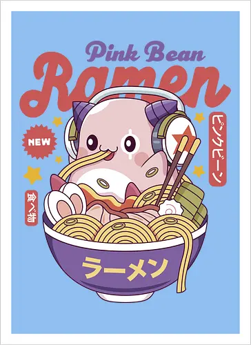 Pink Bean Ramen Kawaii
