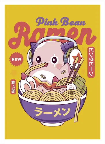 Pink Bean Ramen Kawaii