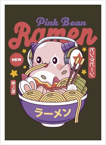 Pink Bean Ramen Kawaii
