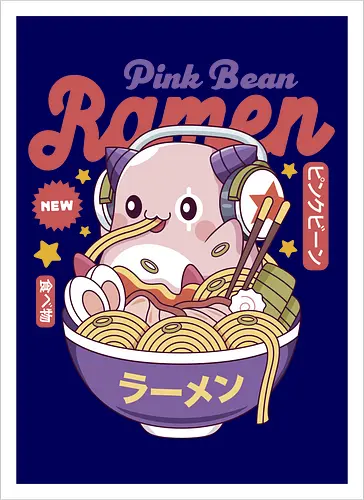 Pink Bean Ramen Kawaii