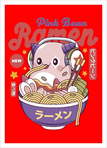 Pink Bean Ramen Kawaii