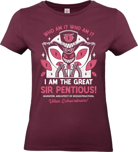 The Great Sir Pentious Emblem - Demon, niffty, alastor, charlie, vaggie, husk, demon, vox, cartoon, cherri bomb, lucifer, helluva boss, angels, hell, sir pentious,  - Standard T-Shirt (Frauen)