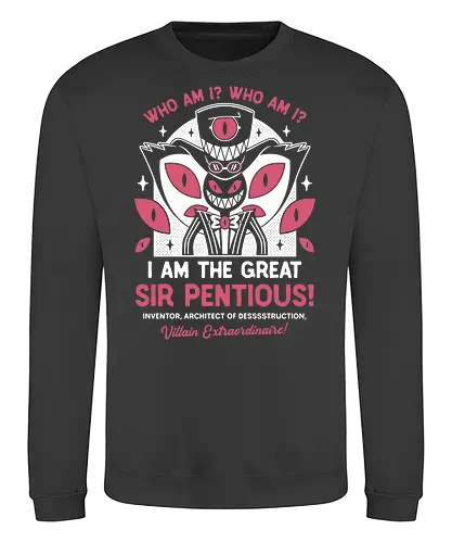 The Great Sir Pentious Emblem - Demon, niffty, alastor, charlie, vaggie, husk, demon, vox, cartoon, cherri bomb, lucifer, helluva boss, angels, hell, sir pentious,  - Sweatshirt