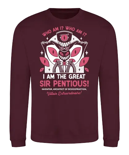 The Great Sir Pentious Emblem - Demon, niffty, alastor, charlie, vaggie, husk, demon, vox, cartoon, cherri bomb, lucifer, helluva boss, angels, hell, sir pentious,  - Sweatshirt